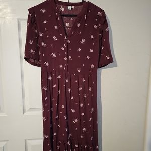 Floral Burgendy Dress.